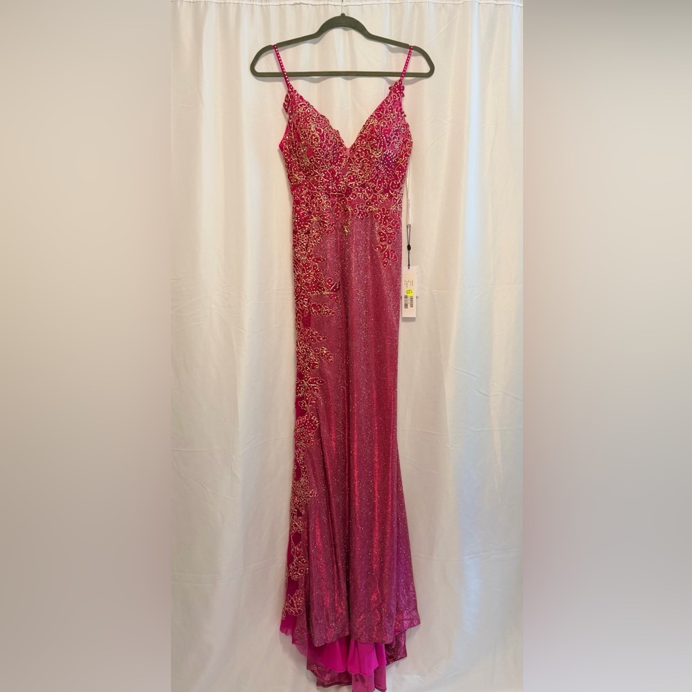 NWT Jovani JVN2205 Raspberry Prom Dress Size 00 – Beaded Glitter Formal Gown